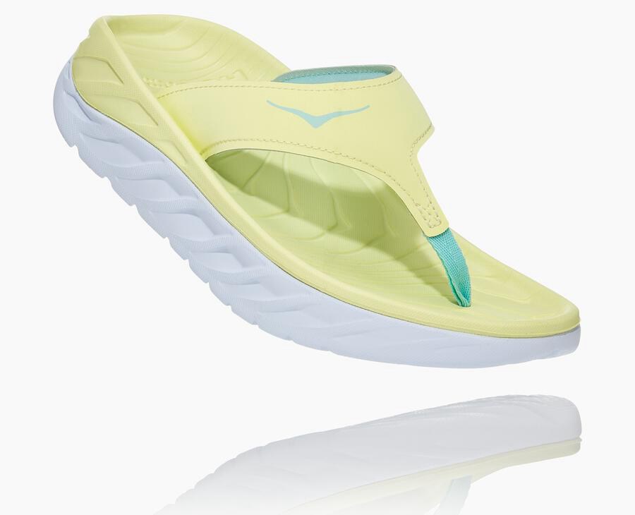 Hoka One One Womens Sandals - ORA Recovery Flip - Yellow/White - RNAJ02983